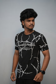 Men’s Graphic T-Shirt | Short Sleeve Round Neck Casual Fit - Black